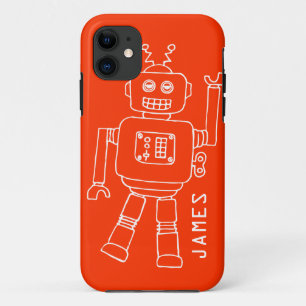 Fun robot named orange & white boys iphone 5 case