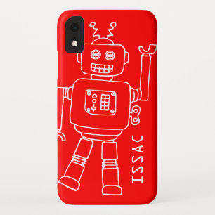 Fun robot named red & white boys iPhone XR case