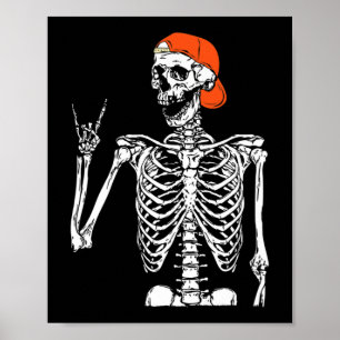 Fun Rocker Skeleton Hand Rock On Costume Halloween Poster