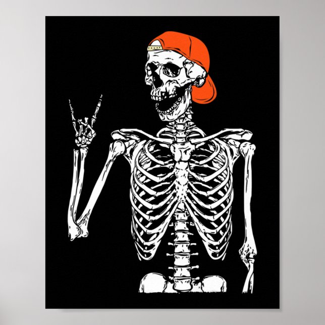 Fun Rocker Skeleton Hand Rock On Costume Halloween Poster (Front)