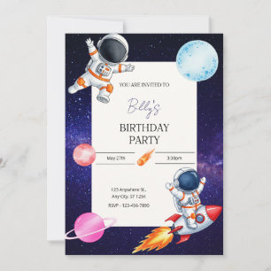 Fun Rocket Child's birthday party invitation