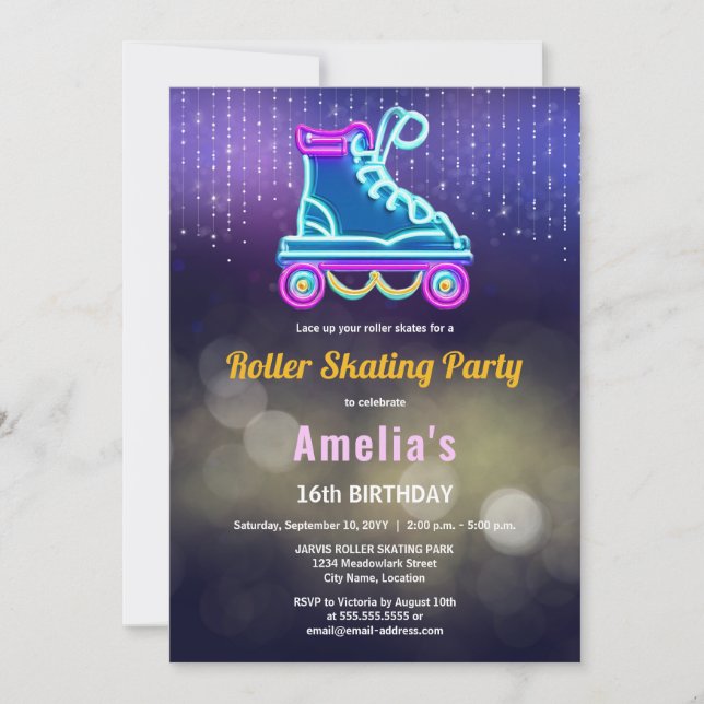 Fun Roller Skating Birthday Party Invitation (Front)