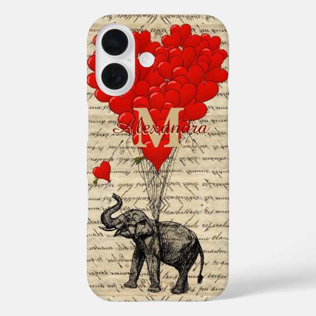 Fun romantic elephant love heart personalised Case-Mate iPhone case (Back)