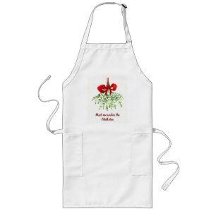 Fun Romantic Meet Under Mistletoe Quote Christmas Long Apron