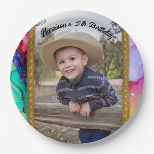 Fun Rope Frame Western Style Multi-Coloured Paper Plate