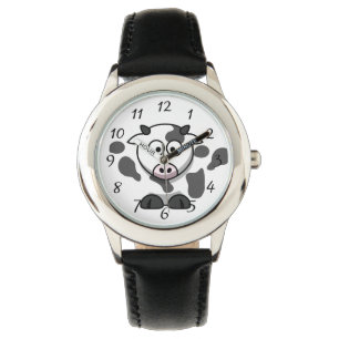 Fun Round Cartoon Cow Kids Watch