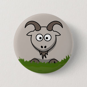 Fun Round Cartoon Goat 6 Cm Round Badge