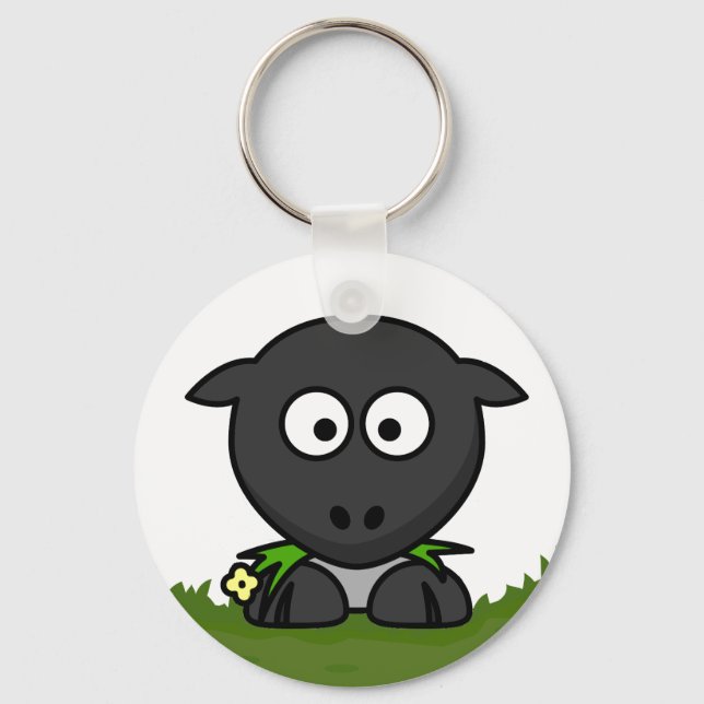 Fun Round Cartoon Sheep Key Ring (Front)