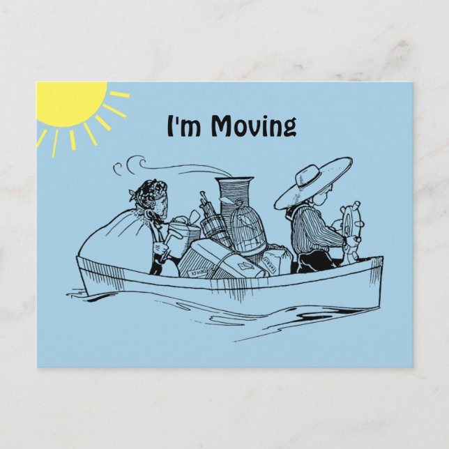 Fun Row Boat Blue I'm Moving Announcement Postcard (Front)