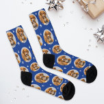 Fun Royal Blue Custom Dog Photo Paw Print Socks<br><div class="desc">Your best friend takes centre stage on these playful custom socks featuring a single dog photo in a round frame on a bold royal blue background with white paw prints. Upload your favourite dog photo for a personalised gift that's guaranteed to get smiles. Perfect for birthdays, holidays, or Father's Day....</div>