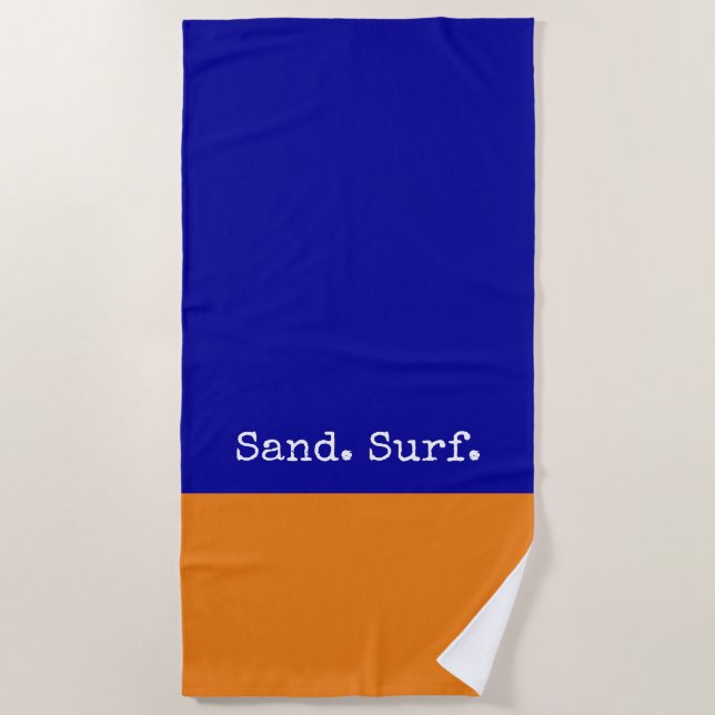 Fun Royal Blue Orange Abstract Sand Surf Shore  Beach Towel (Front)
