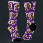 Fun Royal Purple Newlyweds Photo Pattern Socks<br><div class="desc">These fun royal purple newlyweds photo pattern wedding dress or casual socks feature the couple's photo and white hearts in an offset pattern and their names and wedding date! These are perfect for the groom as he walks down the aisle, as a gift for the bride, as a bridal party...</div>