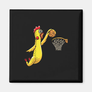Fun Rubber Chicken Playing Basketball Player Sport Magnet