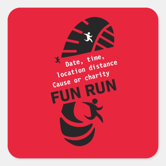Fun Run Event Cause Charity Promotion T-Shirt Coff Square Sticker (Front)