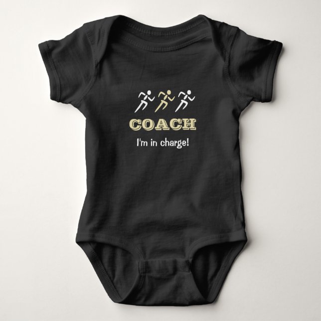 Fun running coach custom name baby bodysuit (Front)