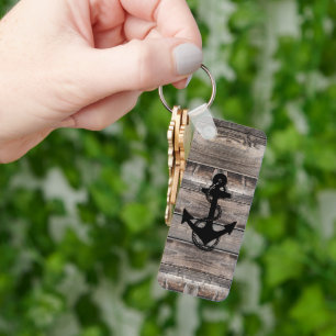 fun rustic nautical ANCHOR WITH NAME Keychain