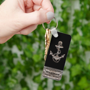 fun rustic nautical ANCHOR WITH NAME Keychain