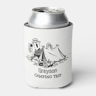 Fun Rustic Tent Camper Camping Trip Personalised Can Cooler