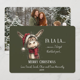 Fun Rustic Whimsical Christmas Donkey Family Photo Holiday Card