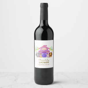 Fun Safari Circus Carnival Balloon Baby Shower Wine Label
