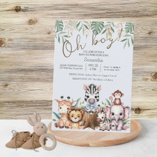 Fun Safari Jungle Oh Boy Baby Shower Invitation
