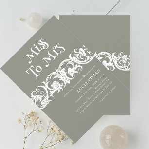 Fun Sage Green Minimalist Bridal Shower Invitation