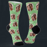 Fun Sage Green Newlyweds Photo Pattern Wedding Socks<br><div class="desc">These fun sage green newlyweds photo pattern wedding dress or casual socks feature the couple's photo and white hearts in an offset pattern and their names and wedding date! These are perfect for the groom as he walks down the aisle, as a gift for the bride, as a bridal party...</div>