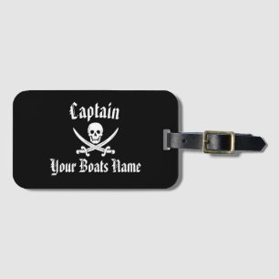 Fun sailors pirate skull luggage tag
