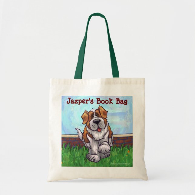 Fun Saint Bernard Dog Personal Book Bag (Front)