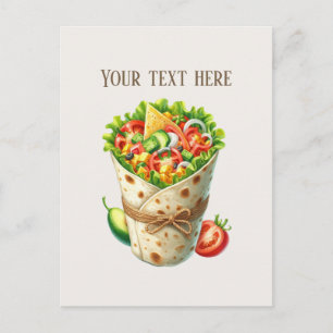 Fun sandwich wrap add message business name postcard