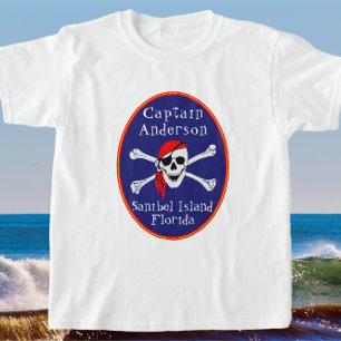 Fun Sanibel Island FL Pirate with Name Child's T-Shirt