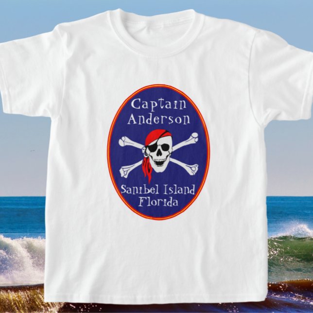 Fun Sanibel Island FL Pirate with Name Child's T-Shirt (Creator Uploaded)