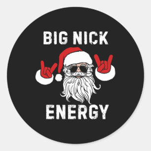Fun Santa Big Nick Energy Santa Face Merry Christm Classic Round Sticker