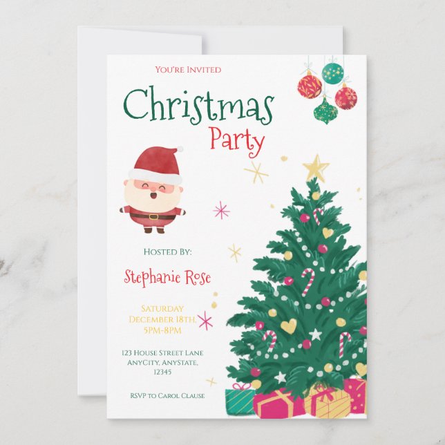 Fun Santa Christmas Party Invitation (Front)