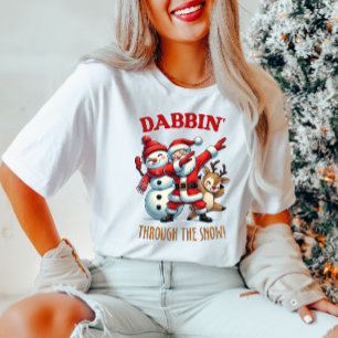 Fun Santa Claus Dabbing Through The Snow  T-Shirt