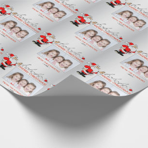 Fun Santa Claus HOHOHO Red Silver   add PHOTO Wrapping Paper
