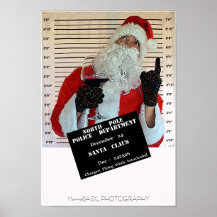 Fun Santa Claus In Police Department Poster! Poster