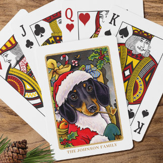Fun Santa Dog Dachshund Pipe Christmas Custom Playing Cards