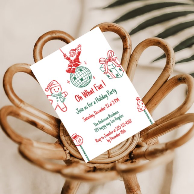 Fun Santa & Gingerbread Holiday Christmas Party Invitation (Creator Uploaded)