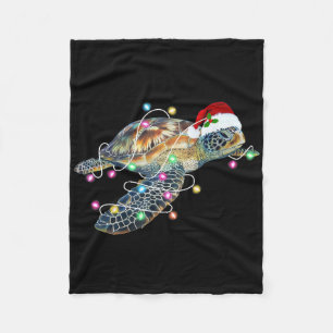 Fun Santa Hat Sea Turtle Christmas Lights Family M Fleece Blanket