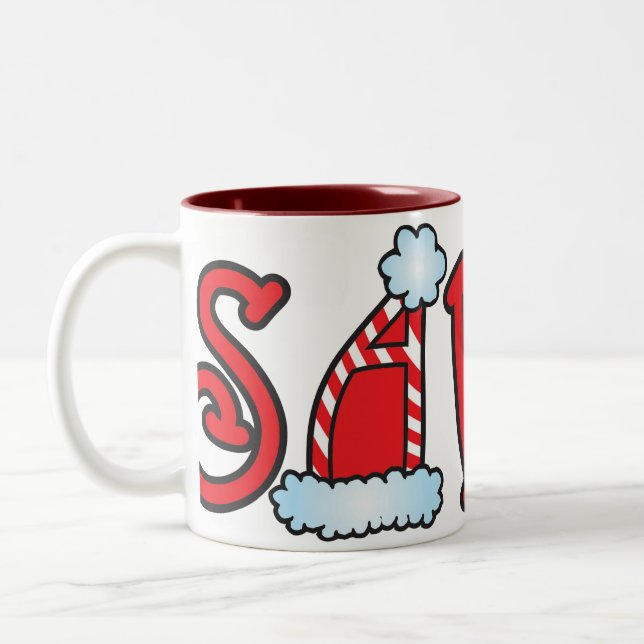 Fun Santa Mug! Two-Tone Coffee Mug (Left)