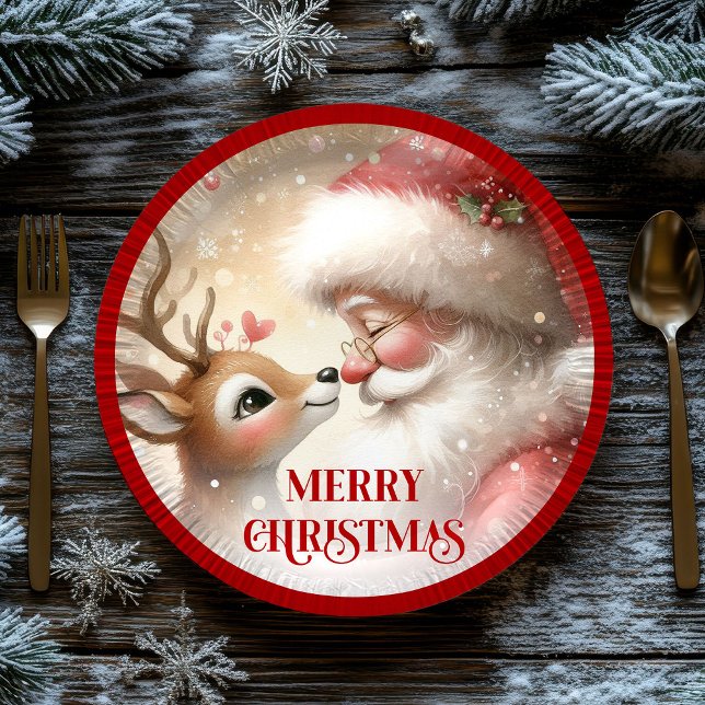 Fun Santa Rudolph Cartoon Holiday Paper Plates (Fun Santa Rudolph Cartoon Holiday Paper Plates)