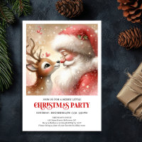Fun Santa Rudolph Family Christmas Invitation