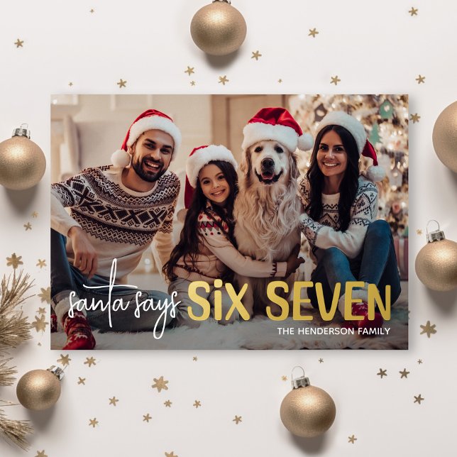 Fun Santa Says 67 Photo Foil Holiday Card (Creator Uploaded)