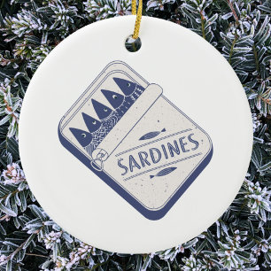 Fun Sardine Tin Ceramic Ornament