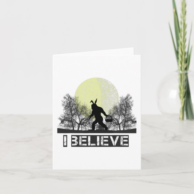 Fun Sasquatch Bigfoot Easter Bunny Ears Cryptid Mo Card (Front)