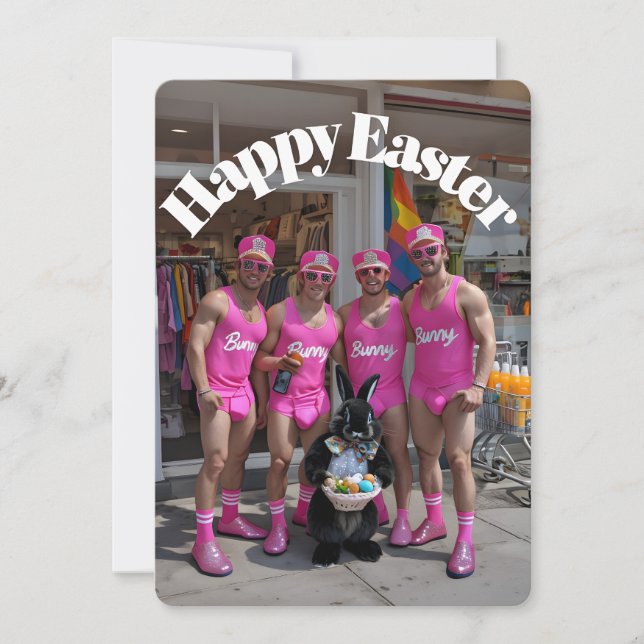 Fun & Sassy Easter Bunny Party Holiday Card (Front)