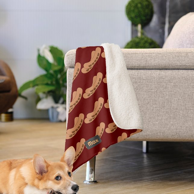 Fun Sausages Pattern to Personalise with Name Sherpa Blanket (Creator Uploaded)