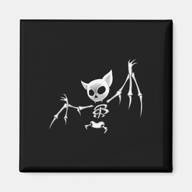 Fun Scary Dark Flying Skeleton Bat Halloween Cloth Magnet (Front)