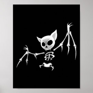 Fun Scary Dark Flying Skeleton T Halloween Clothin Poster